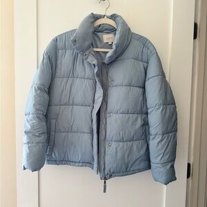 LOFT Pale Blue Quilted Puffer Jacket